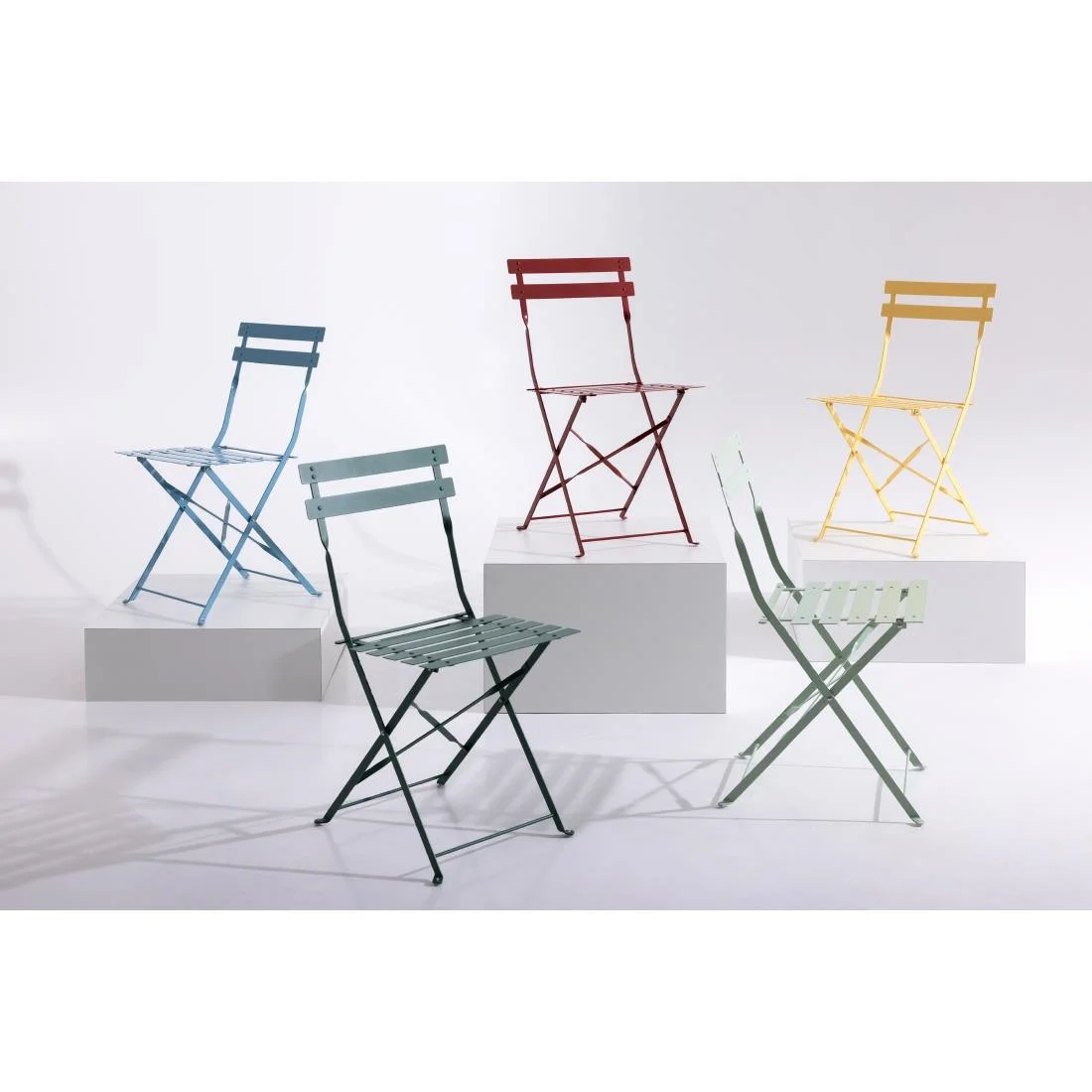 Bolero Perth Light Green Pavement Style Steel Folding Chairs (Pack of 2) - Image 11