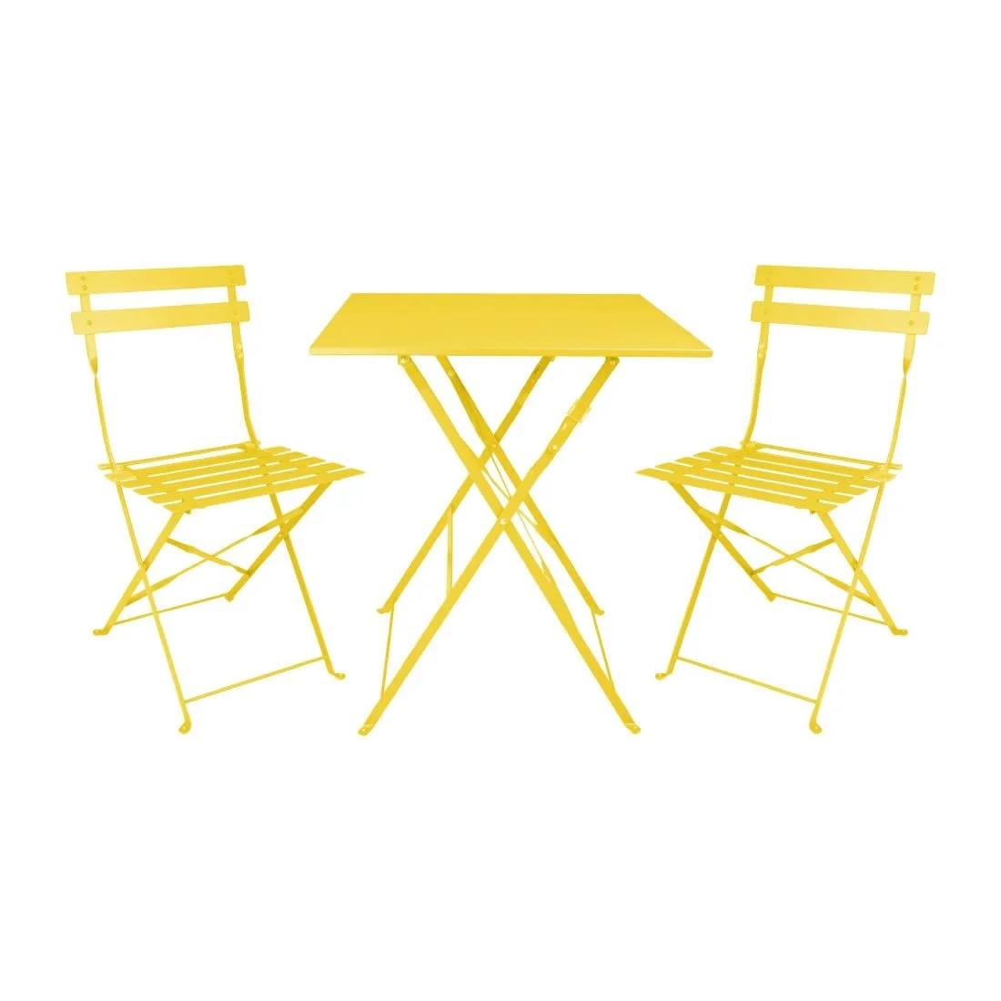 Bolero Perth Mellow Yellow Pavement Style Steel Table Square 600mm - Image 7