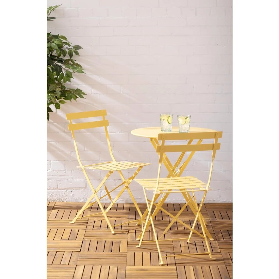 Bolero Perth Mellow Yellow Pavement Style Steel Folding Chairs (2 Pack) - Image 10