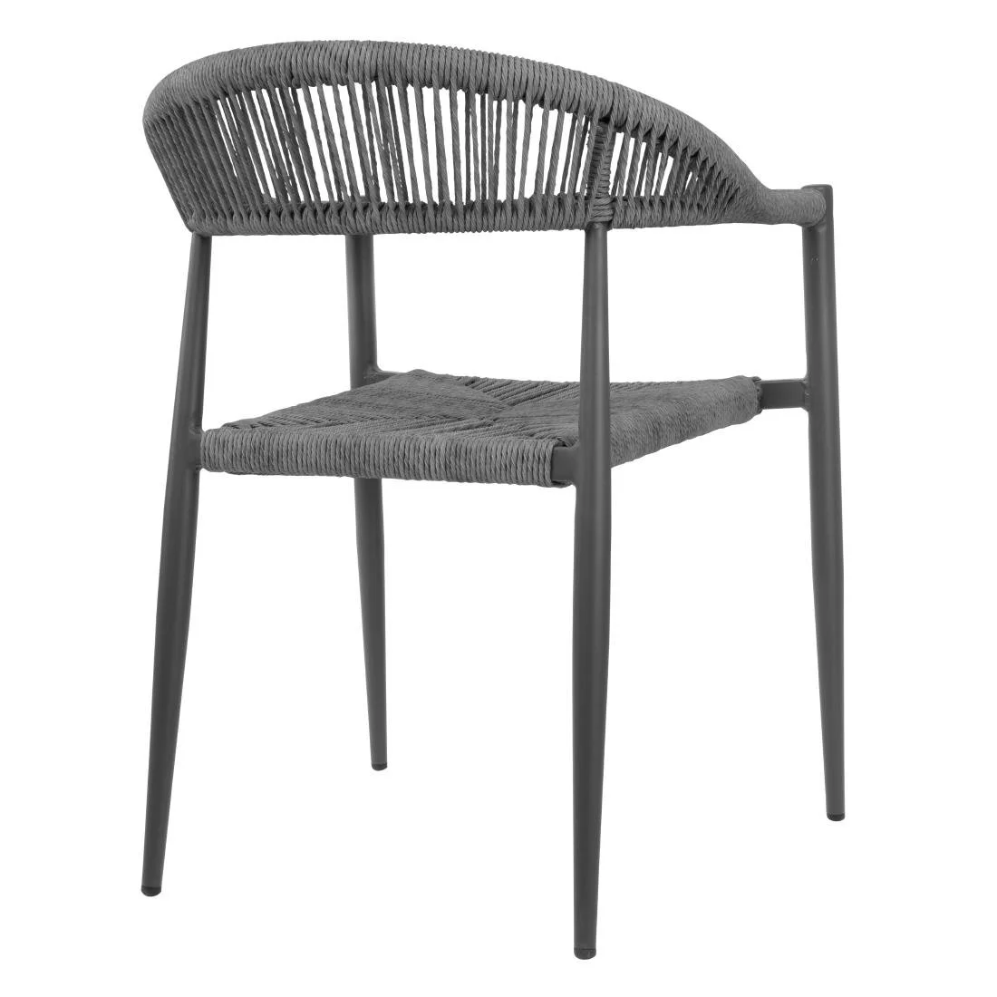 Bolero Eden PE Twist Rattan Outdoor Arm Chairs Charcoal (4 Pack) - Image 3