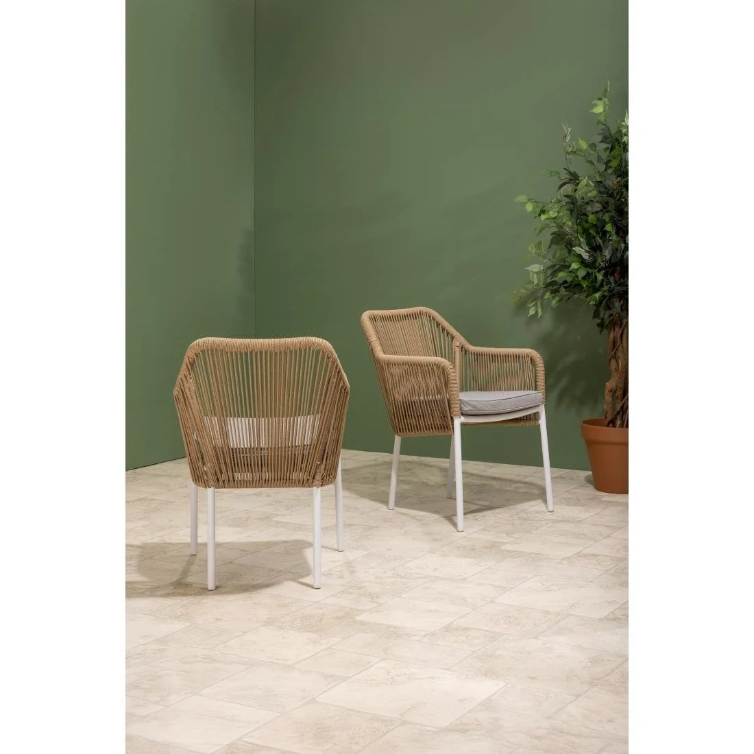 Bolero Bay PE Twist Rattan Outdoor Armchair Honey (2 Pack) - Image 5