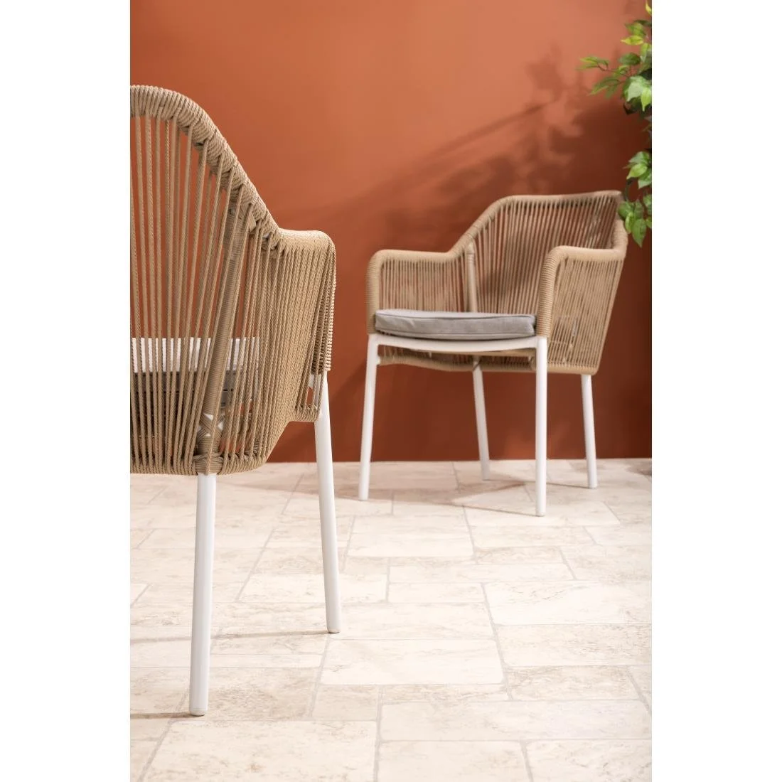 Bolero Bay PE Twist Rattan Outdoor Armchair Honey (2 Pack) - Image 11
