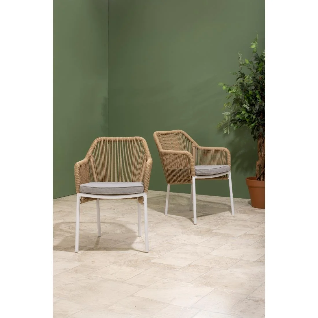 Bolero Bay PE Twist Rattan Outdoor Armchair Honey (2 Pack) - Image 12
