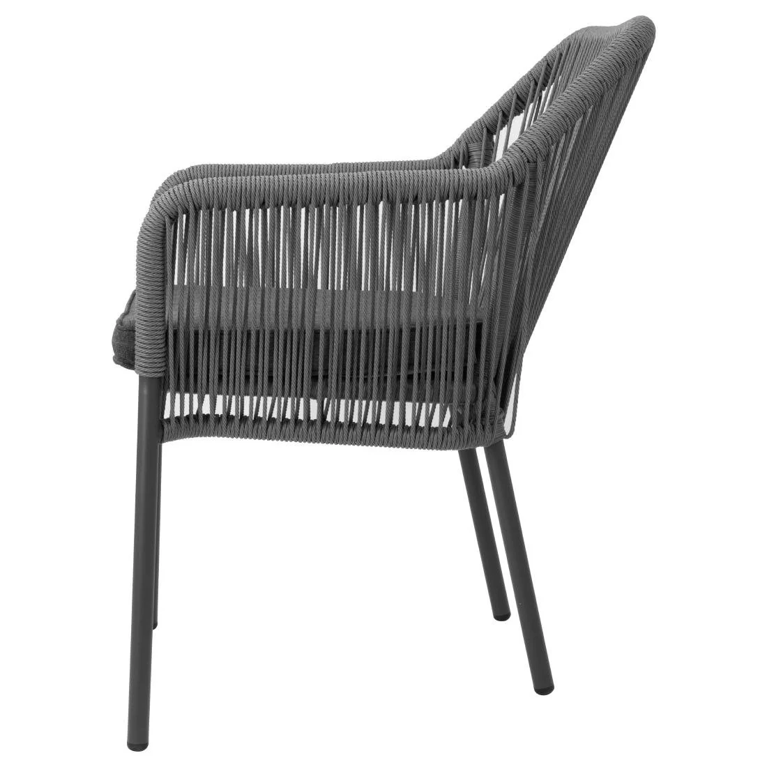 Bolero Bay PE Twist Rattan Outdoor Armchair Charcoal (2 Pack) - Image 2