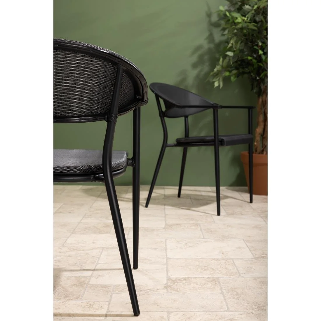 Bolero Santiago Outdoor Armchairs Black (4 Pack) - Image 8