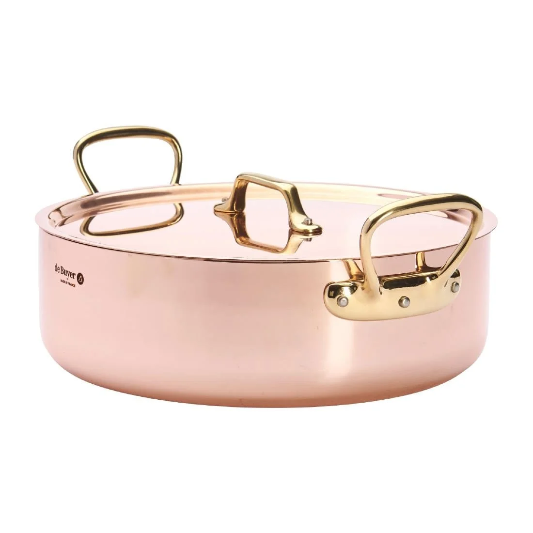 De Buyer Inocuivre Saute Pan with Lid Brass 28cm - Image 6