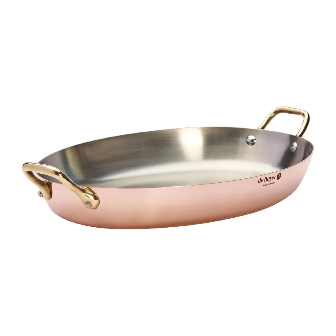 De Buyer Inocuivre Oval Dish with Brass Handles 36cm