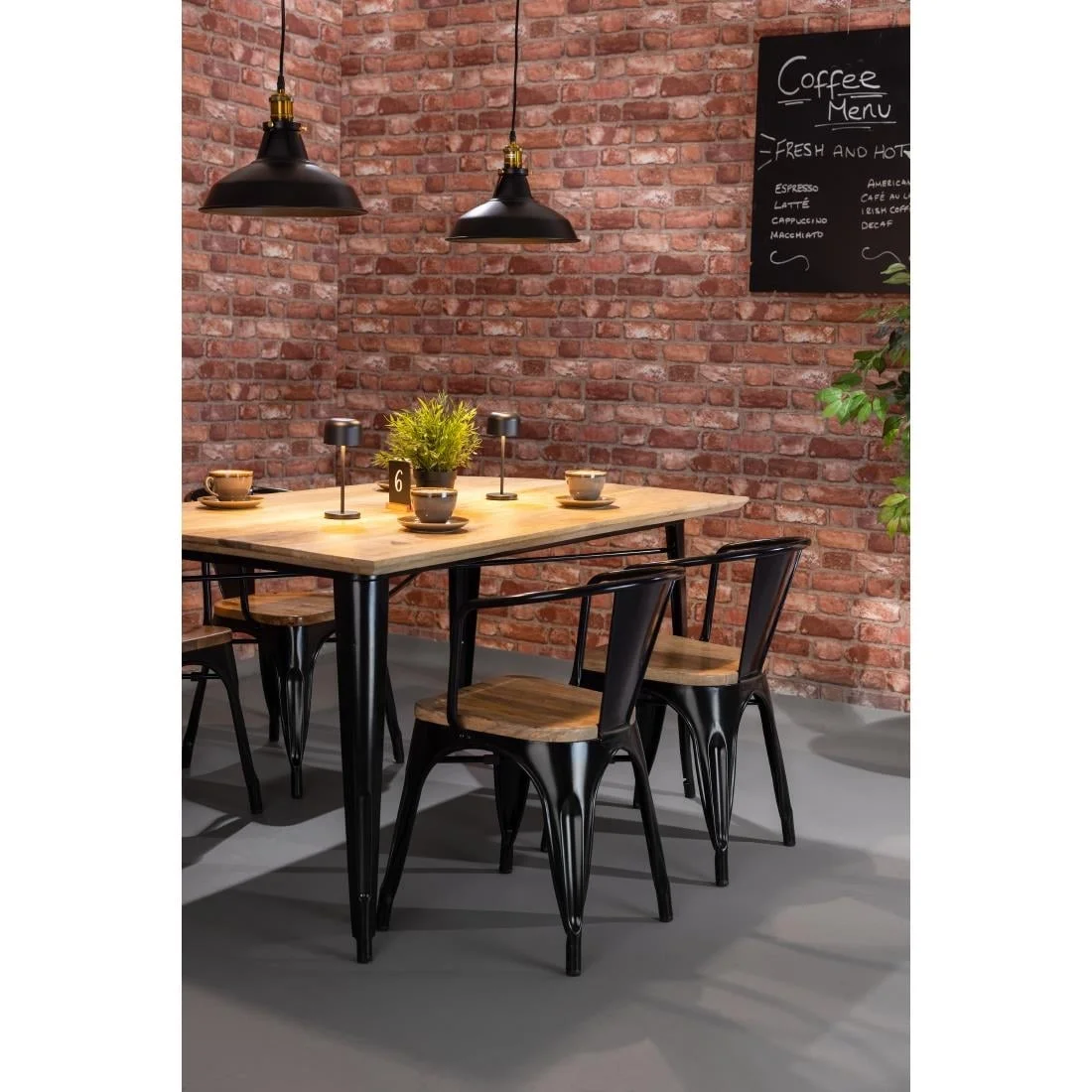 Bolero Bistro Curve Armchairs with Wooden Seat Pad Black (4 Pack) - Image 3