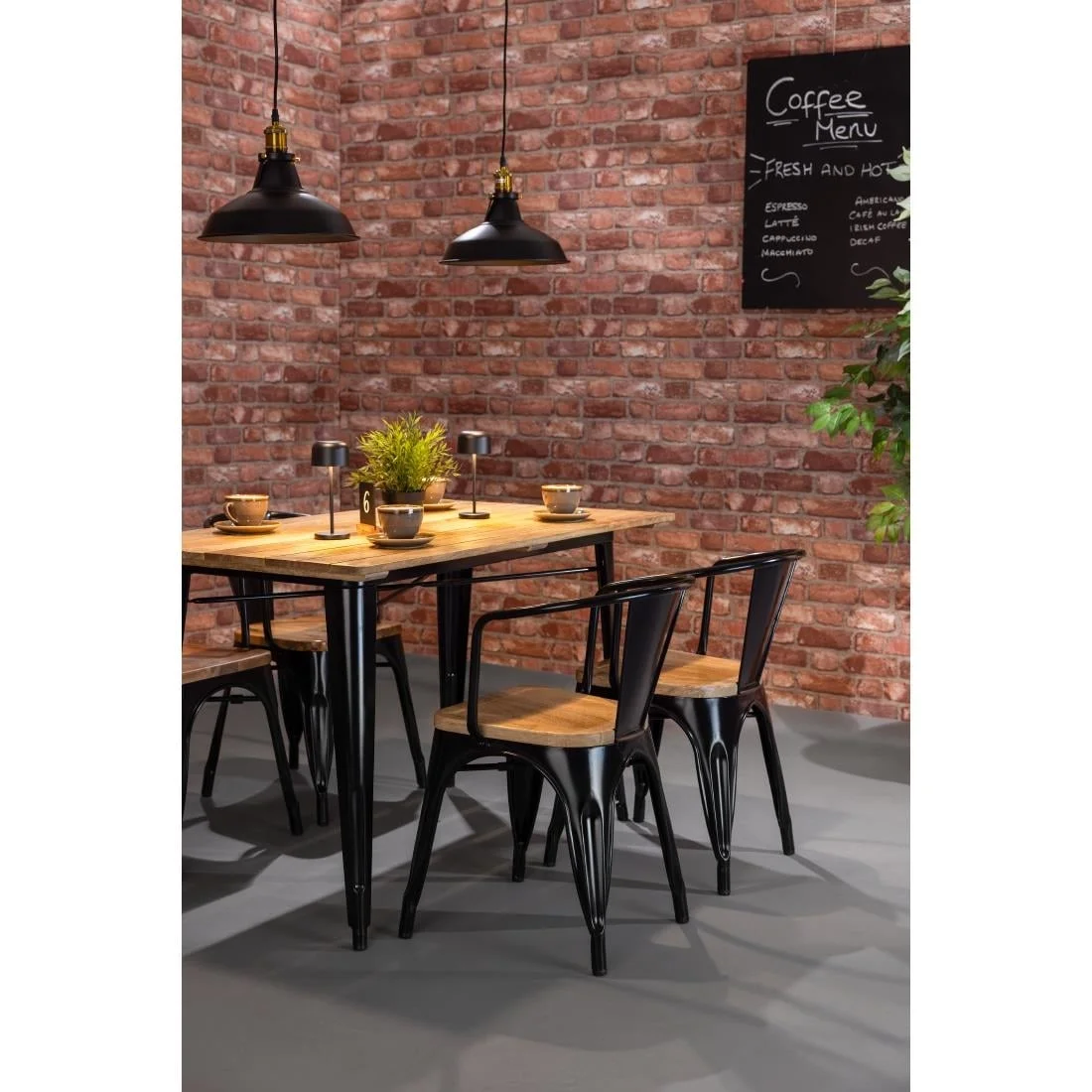 Bolero Bistro Curve Armchairs with Wooden Seat Pad Black (4 Pack) - Image 6