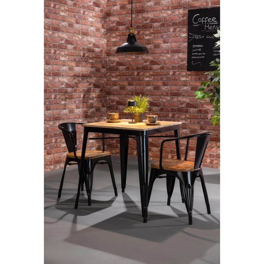 Bolero Bistro Curve Armchairs with Wooden Seat Pad Black (4 Pack) - Image 7