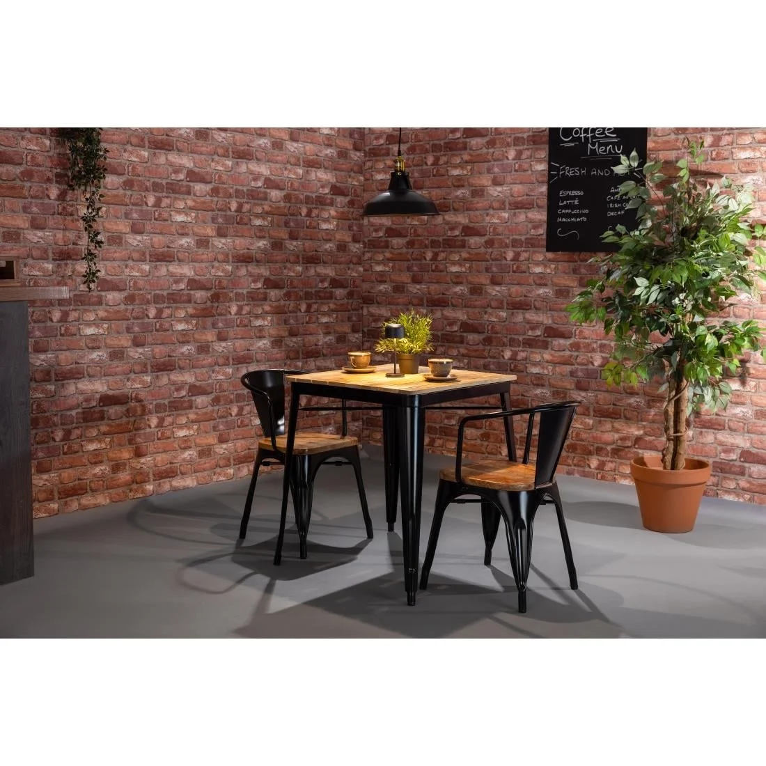 Bolero Bistro Curve Armchairs with Wooden Seat Pad Black (4 Pack) - Image 10
