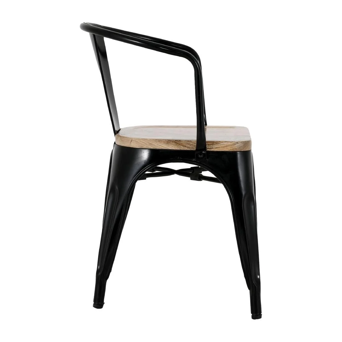 Bolero Bistro Curve Armchairs with Wooden Seat Pad Black (4 Pack) - Image 12