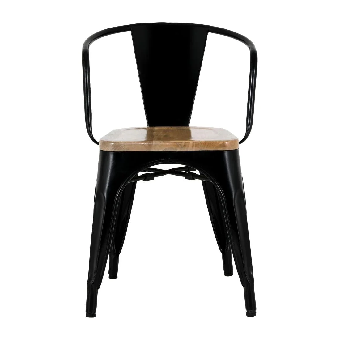 Bolero Bistro Curve Armchairs with Wooden Seat Pad Black (4 Pack) - Image 11