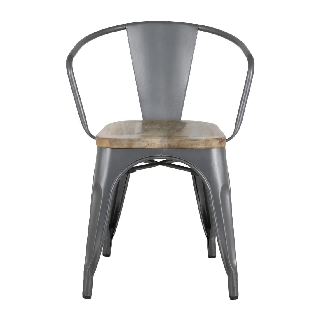 Bolero Bistro Curve Armchairs with Wooden Seat Pad Gunmetal (4 Pack) - Image 11