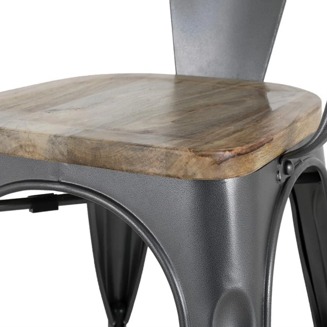 Bolero Bistro Curve Armchairs with Wooden Seat Pad Gunmetal (4 Pack) - Image 12