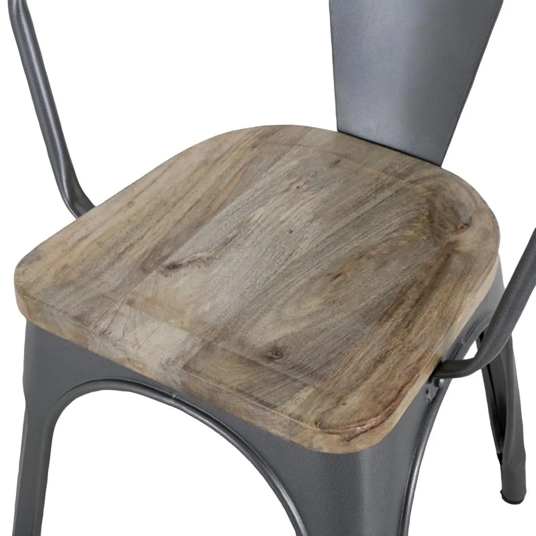 Bolero Bistro Curve Armchairs with Wooden Seat Pad Gunmetal (4 Pack) - Image 13