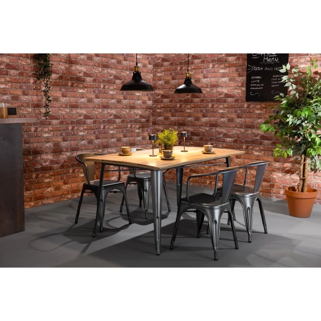 Bolero Bistro Curve Armchairs Gunmetal (4 Pack) - Image 2