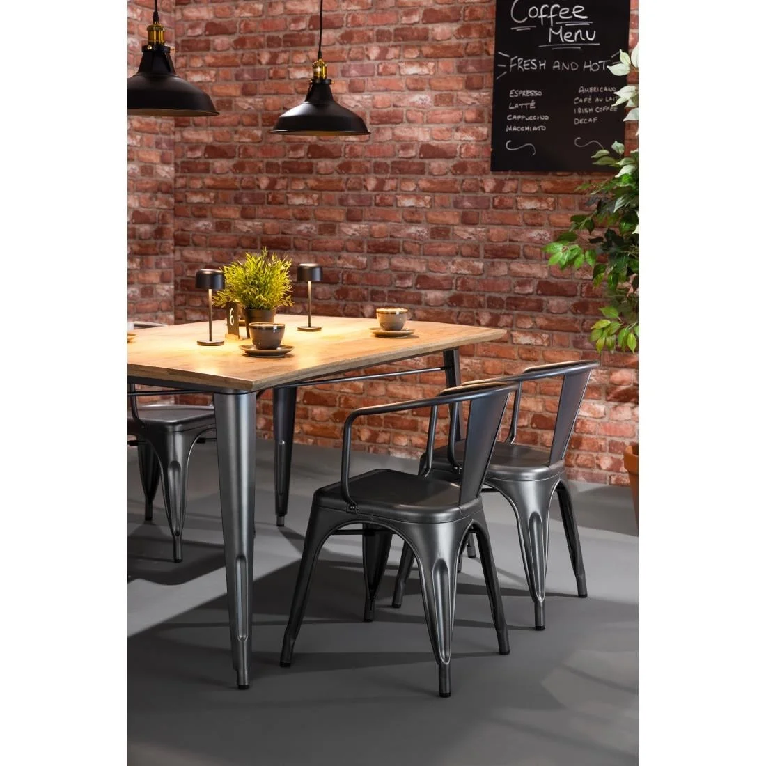 Bolero Bistro Curve Armchairs Gunmetal (4 Pack) - Image 3