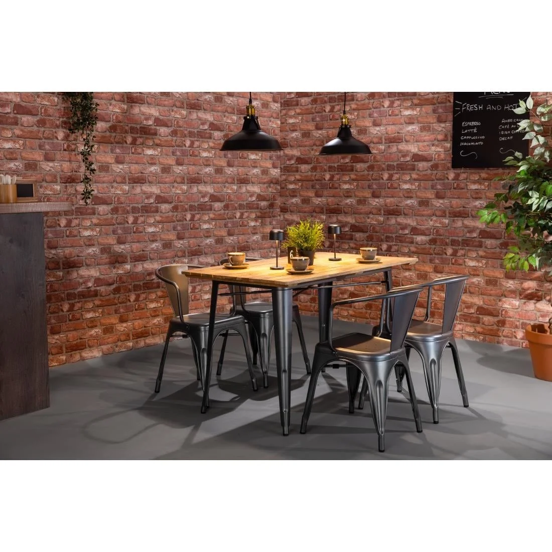 Bolero Bistro Curve Armchairs Gunmetal (4 Pack) - Image 4