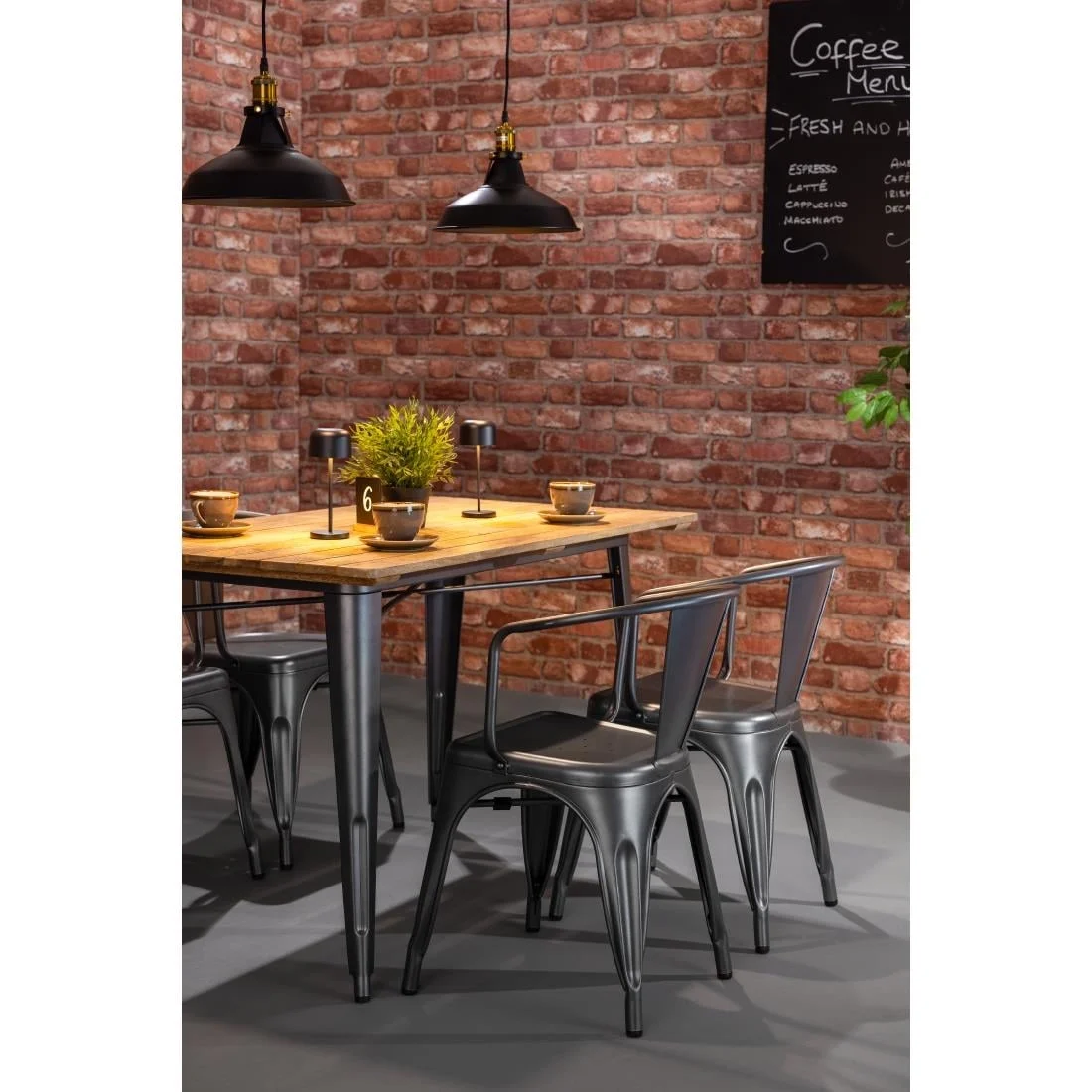 Bolero Bistro Curve Armchairs Gunmetal (4 Pack) - Image 5