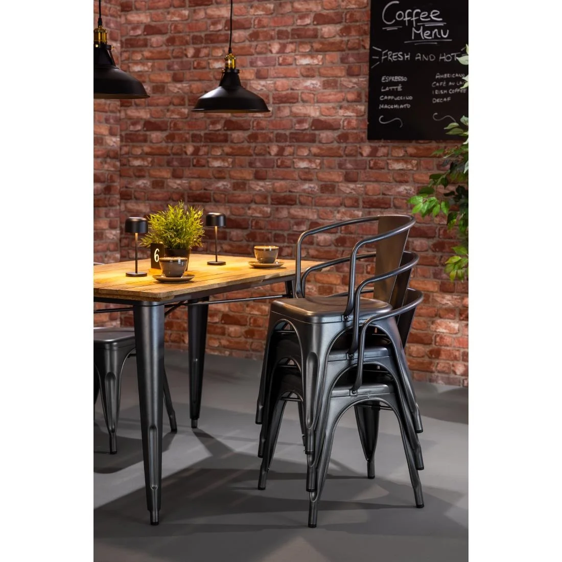 Bolero Bistro Curve Armchairs Gunmetal (4 Pack) - Image 6