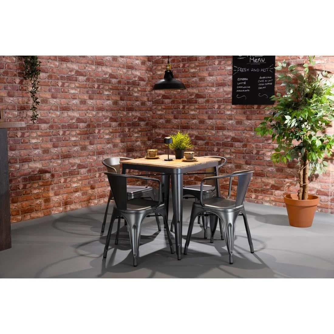 Bolero Bistro Curve Armchairs Gunmetal (4 Pack) - Image 8