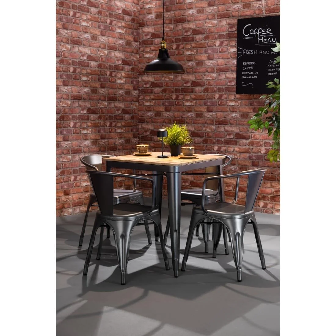 Bolero Bistro Curve Armchairs Gunmetal (4 Pack) - Image 9
