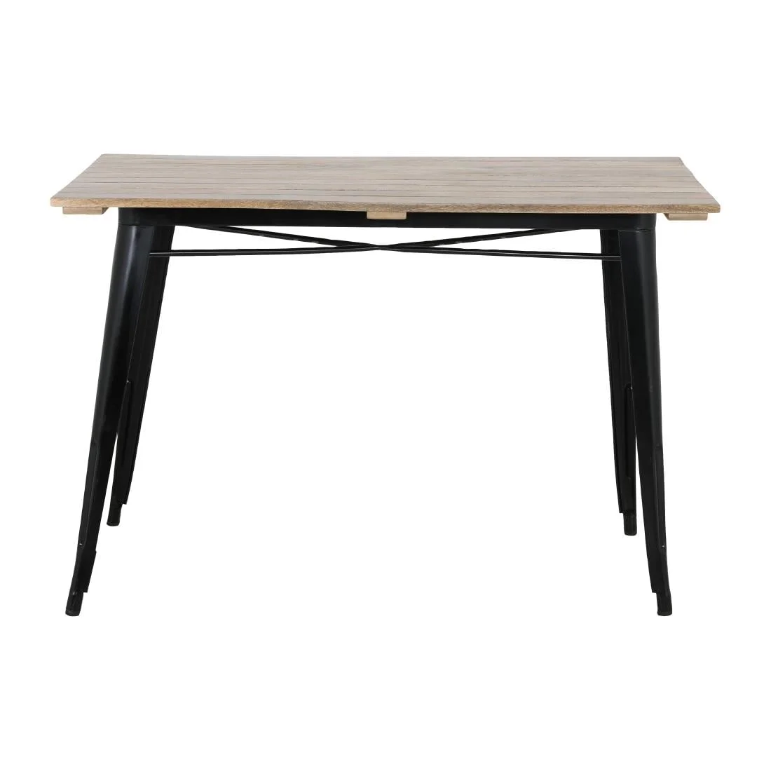 Bolero Bistro Dining Table Slatted Mango Wood Top Black 1200mm - Image 10