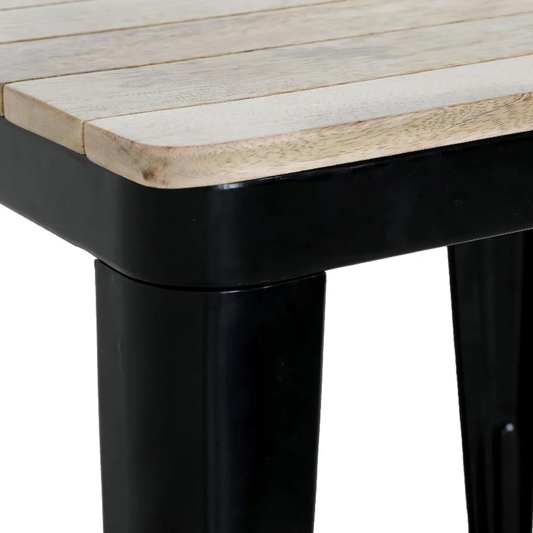 Bolero Bistro Dining Table Slatted Mango Wood Top Black Frame 650mm - Image 10