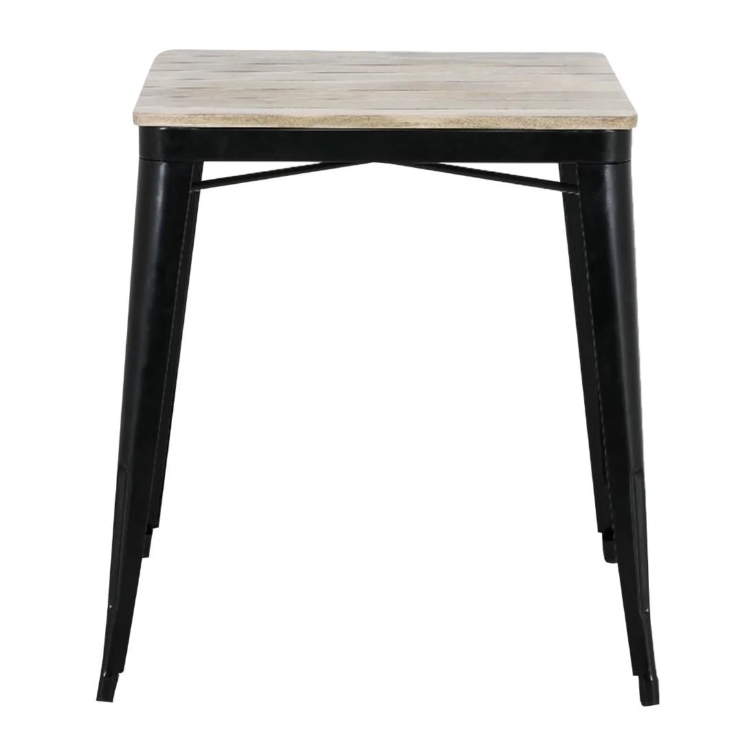 Bolero Bistro Dining Table Slatted Mango Wood Top Black Frame 650mm - Image 11