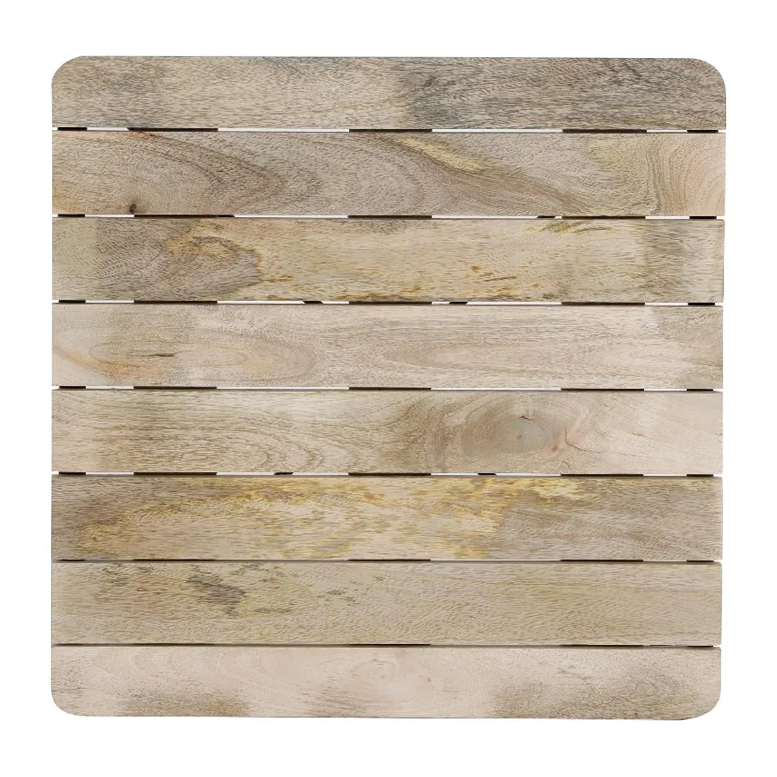 Bolero Bistro Dining Table Slatted Mango Wood Top Black Frame 650mm - Image 9