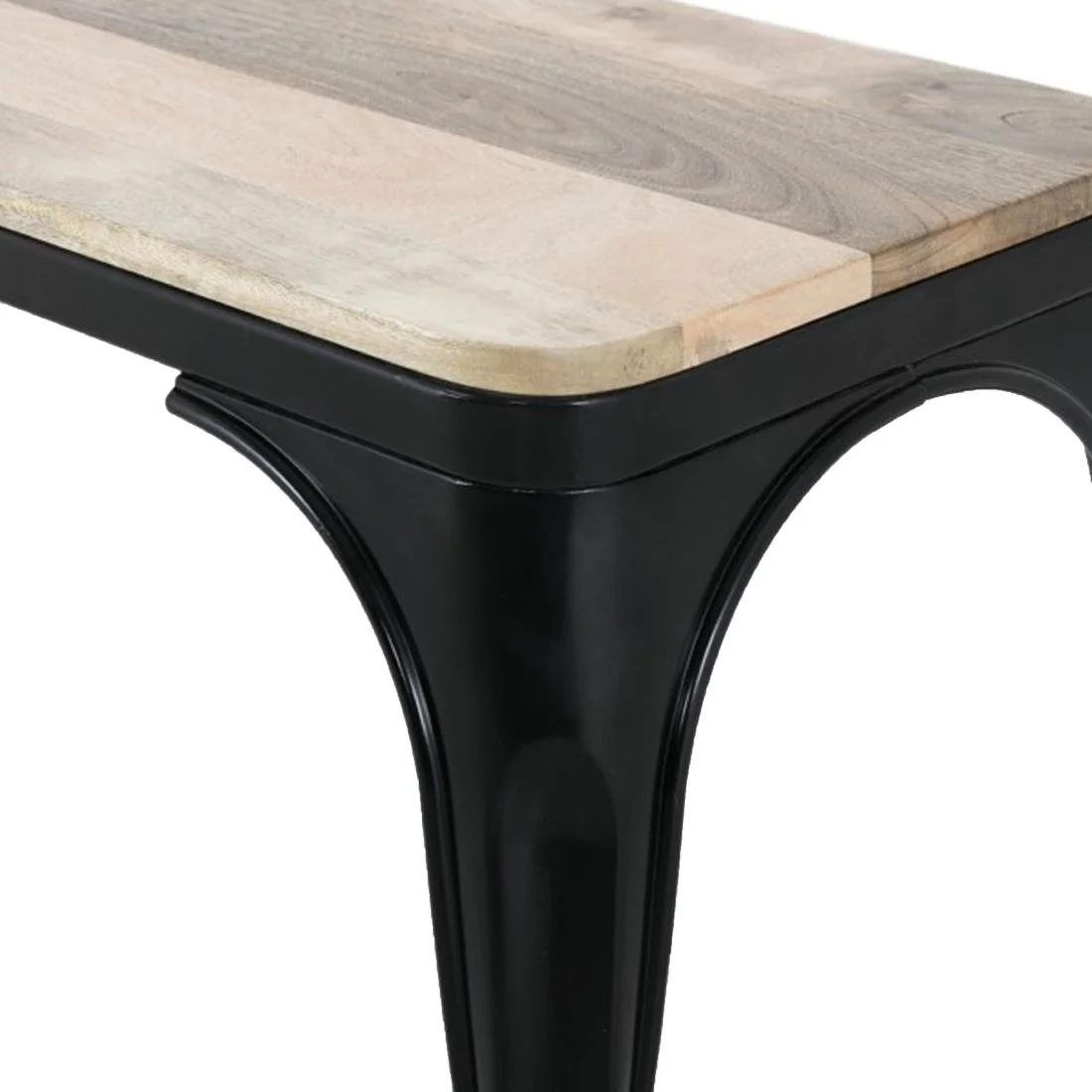 Bolero Bistro Indoor Bench Mango Wood & Black Frame 1000mm (2 Pack) - Image 2