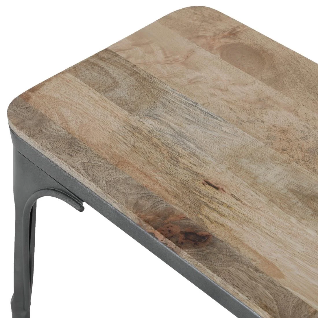 Bolero Bistro Indoor Bench Mango Wood & Gunmetal Frame 1000mm (2 Pack) - Image 4