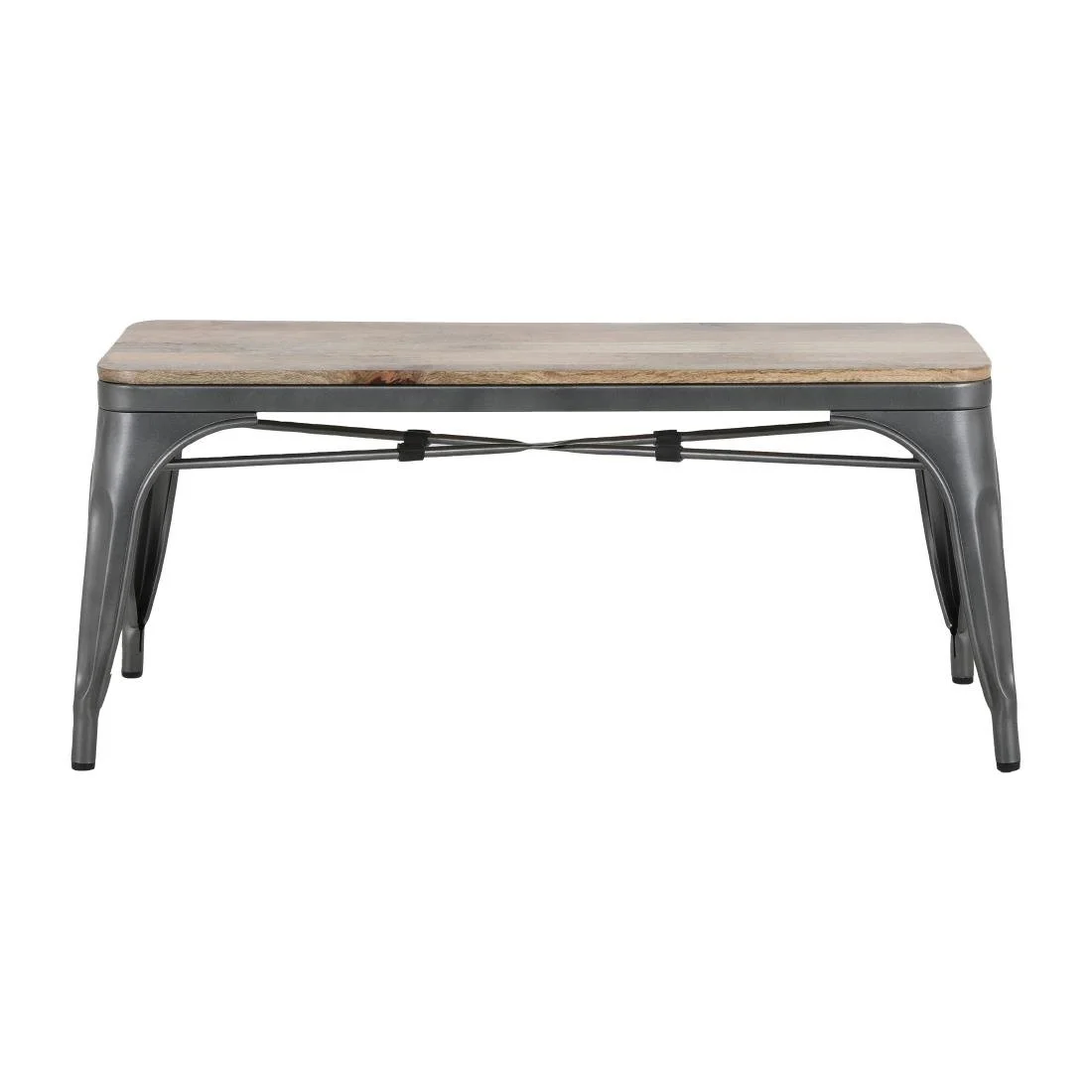 Bolero Bistro Indoor Bench Mango Wood & Gunmetal Frame 1000mm (2 Pack) - Image 2