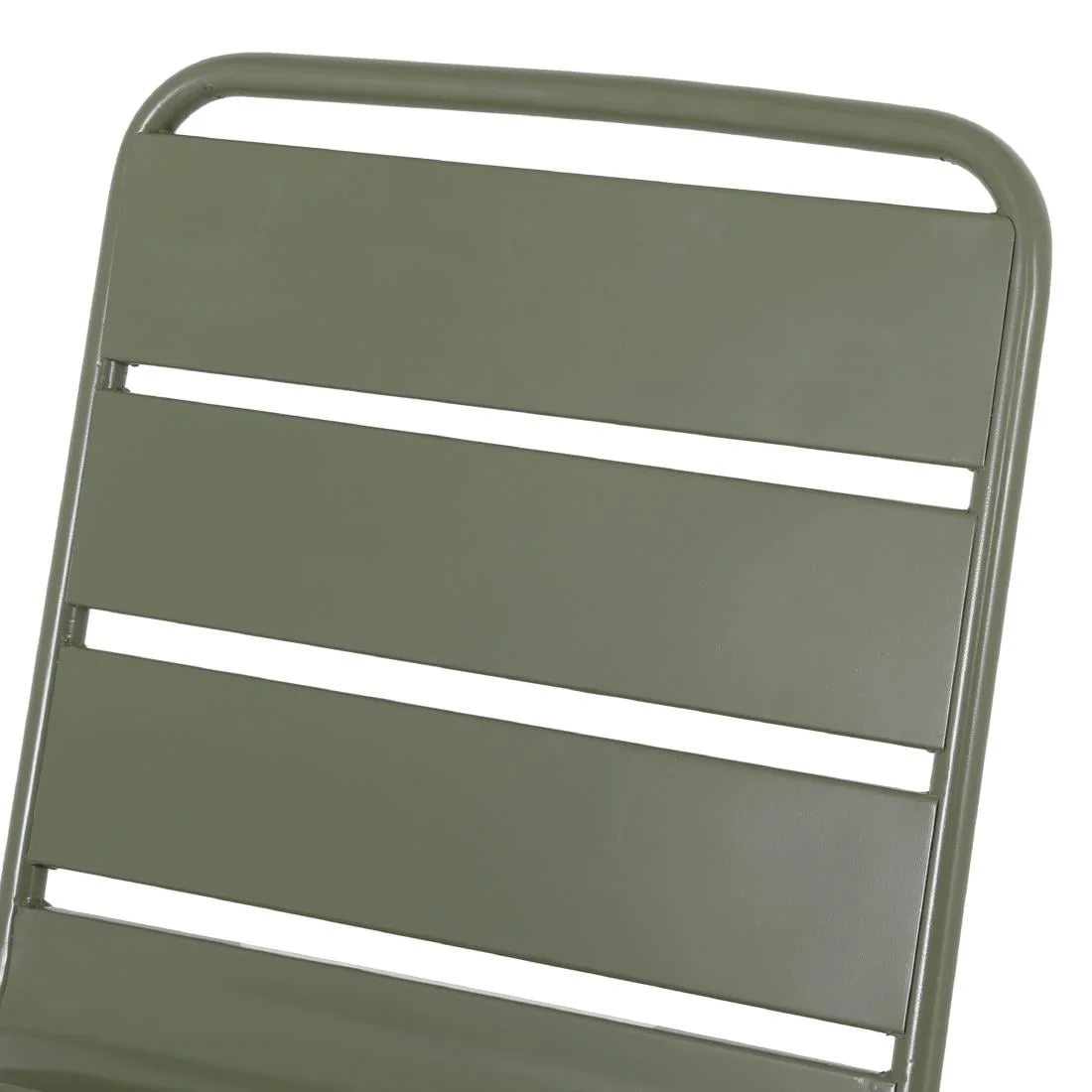 Bolero Amalfi Slatted Steel Side Chairs Olive Green (4 Pack) - Image 3