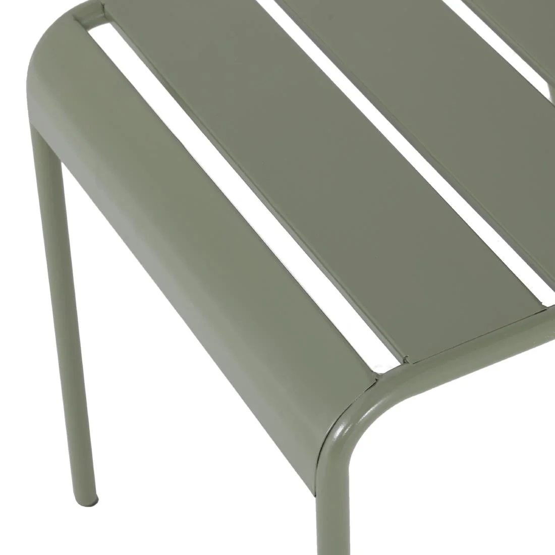 Bolero Amalfi Slatted Steel Side Chairs Olive Green (4 Pack) - Image 4