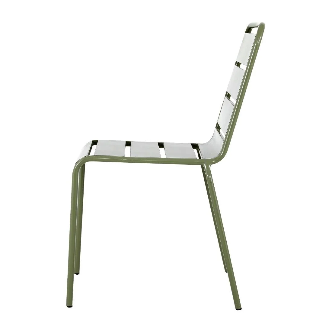 Bolero Amalfi Slatted Steel Side Chairs Olive Green (4 Pack) - Image 5