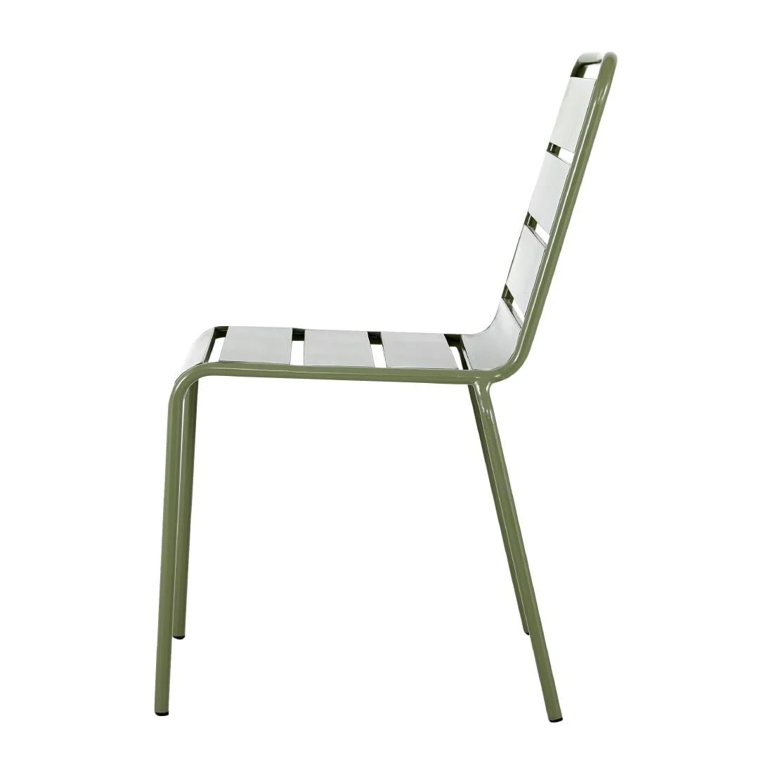 Bolero Amalfi Slatted Steel Side Chairs Olive Green (4 Pack) - Image 5