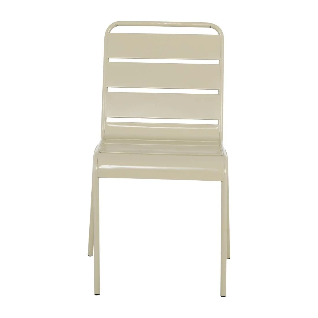 Bolero Amalfi Slatted Steel Side Chairs Taupe (4 Pack) - Image 2