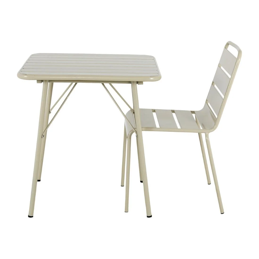 Bolero Amalfi Square Slatted Steel Folding Table Taupe 700mm - Image 5