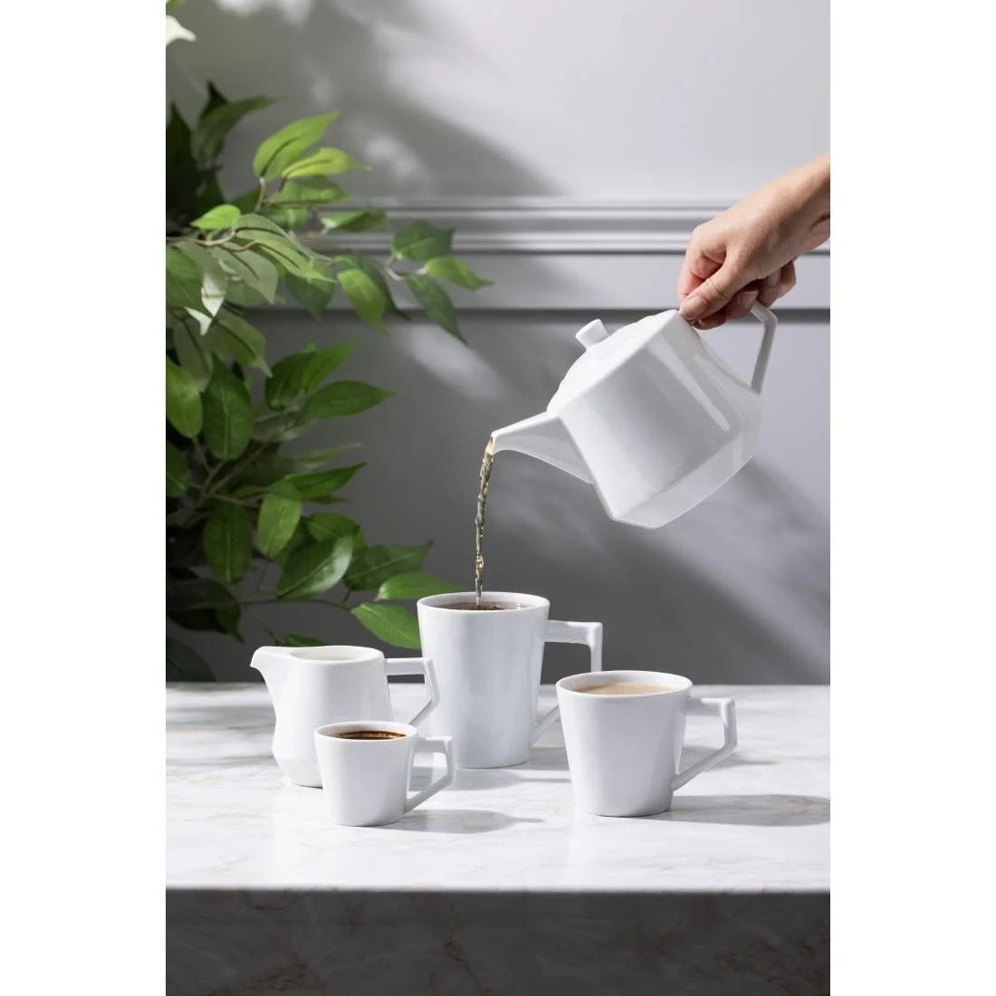 Olympia Whiteware Deco Teapots 820ml (2 Pack) - Image 6