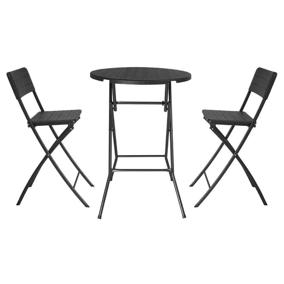 Bolero Folding HDPE Bar Table Wood Effect Black 800mm - Image 4