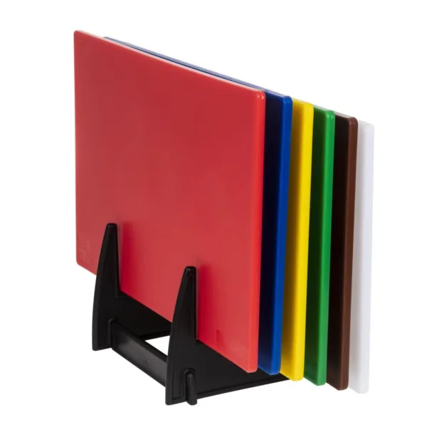 Hygiplas Standard Low Density Chopping Board Set with Rack