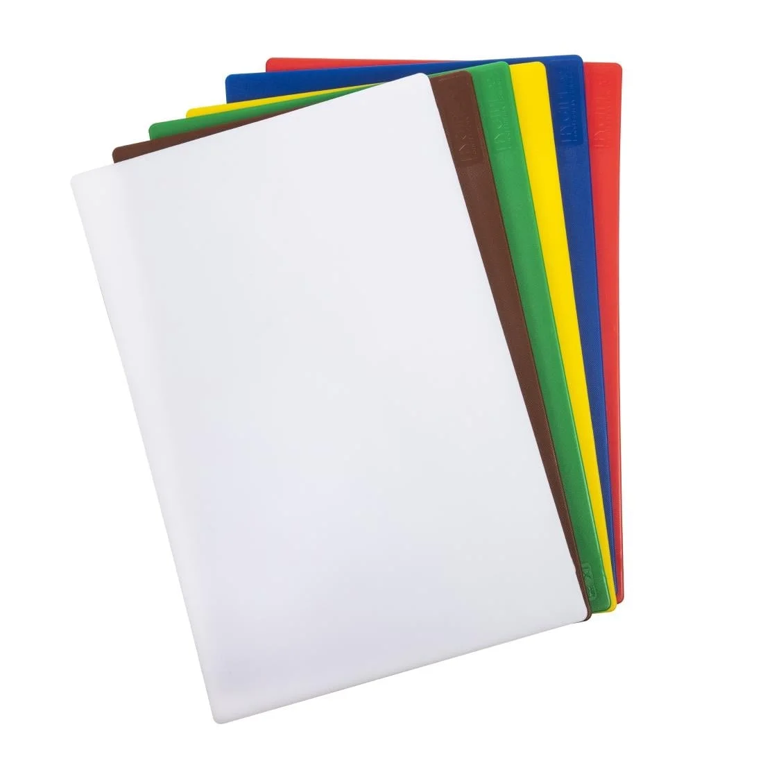 Hygiplas Standard Low Density Chopping Board Set with Rack - Image 6