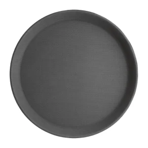 Kristallon Plastic Round Anti Slip Tray Black 11 in