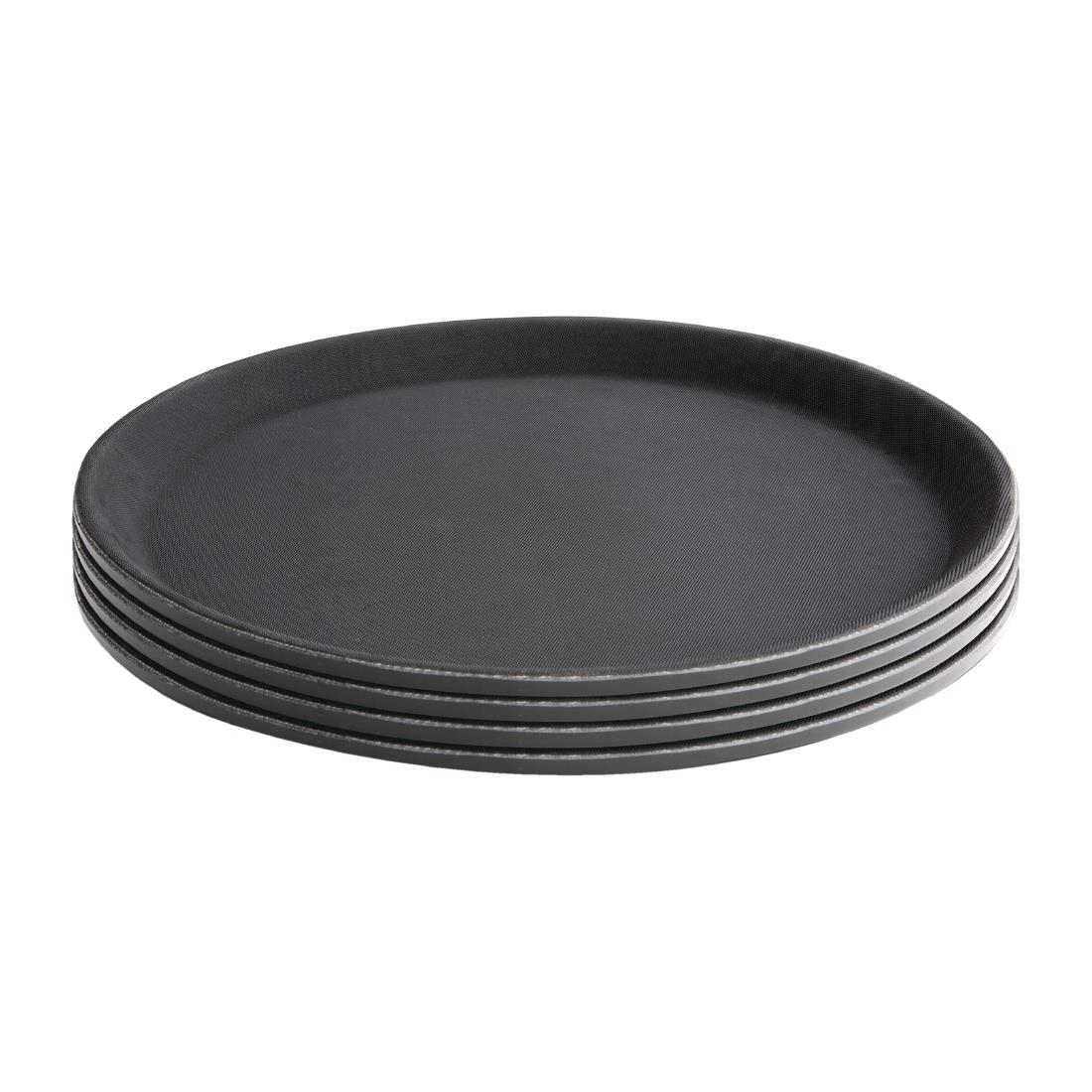 Kristallon Plastic Round Anti Slip Tray Black 11 in