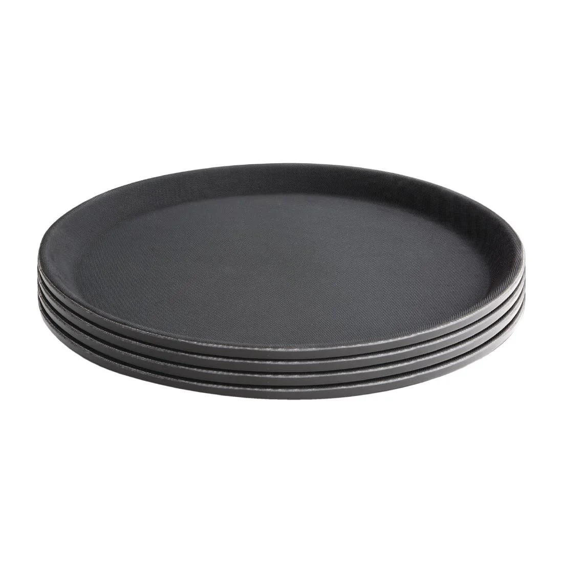 Kristallon Plastic Round Anti Slip Tray Black 16 in - Image 3