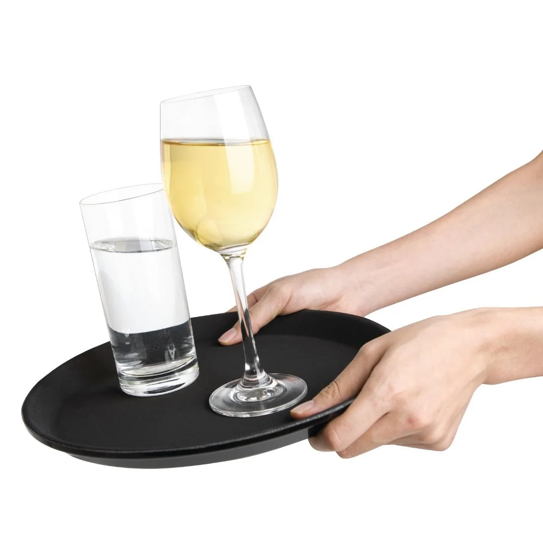 Kristallon Plastic Round Anti Slip Tray Black 11 in - Image 7