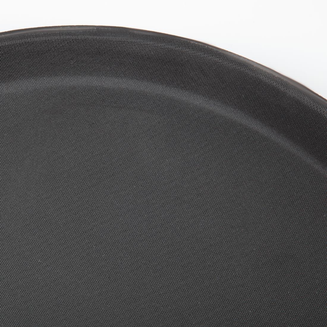Kristallon Fibreglass Round Non Slip Tray Black 14 in