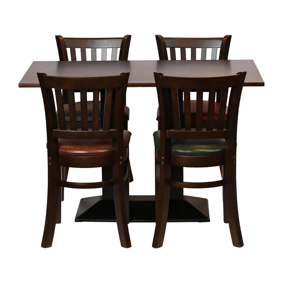 Turin Dining Table with 4 Manhattan Chairs in Dark Walnut with Shetland Scarlett - Image 2